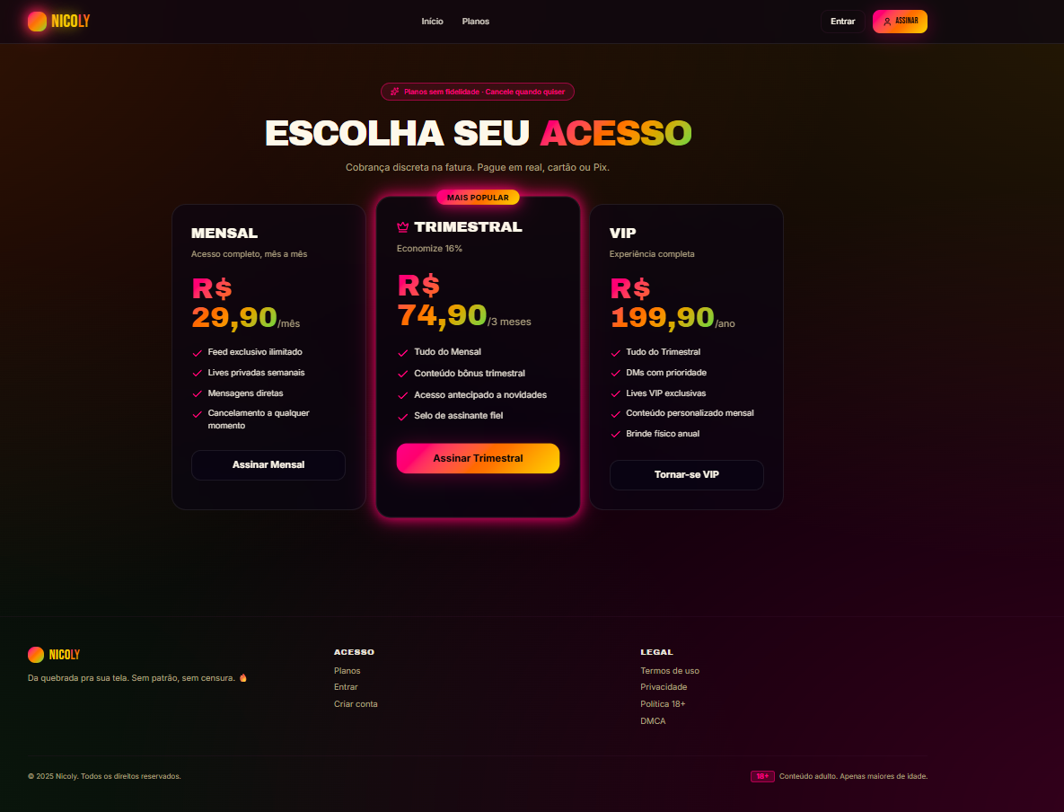 Nicoly Fans — Planos