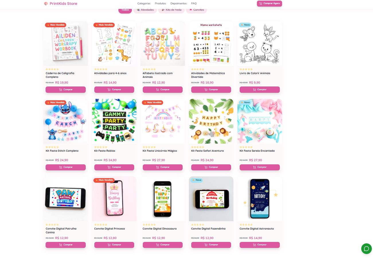 PrintKids Store — Produtos
